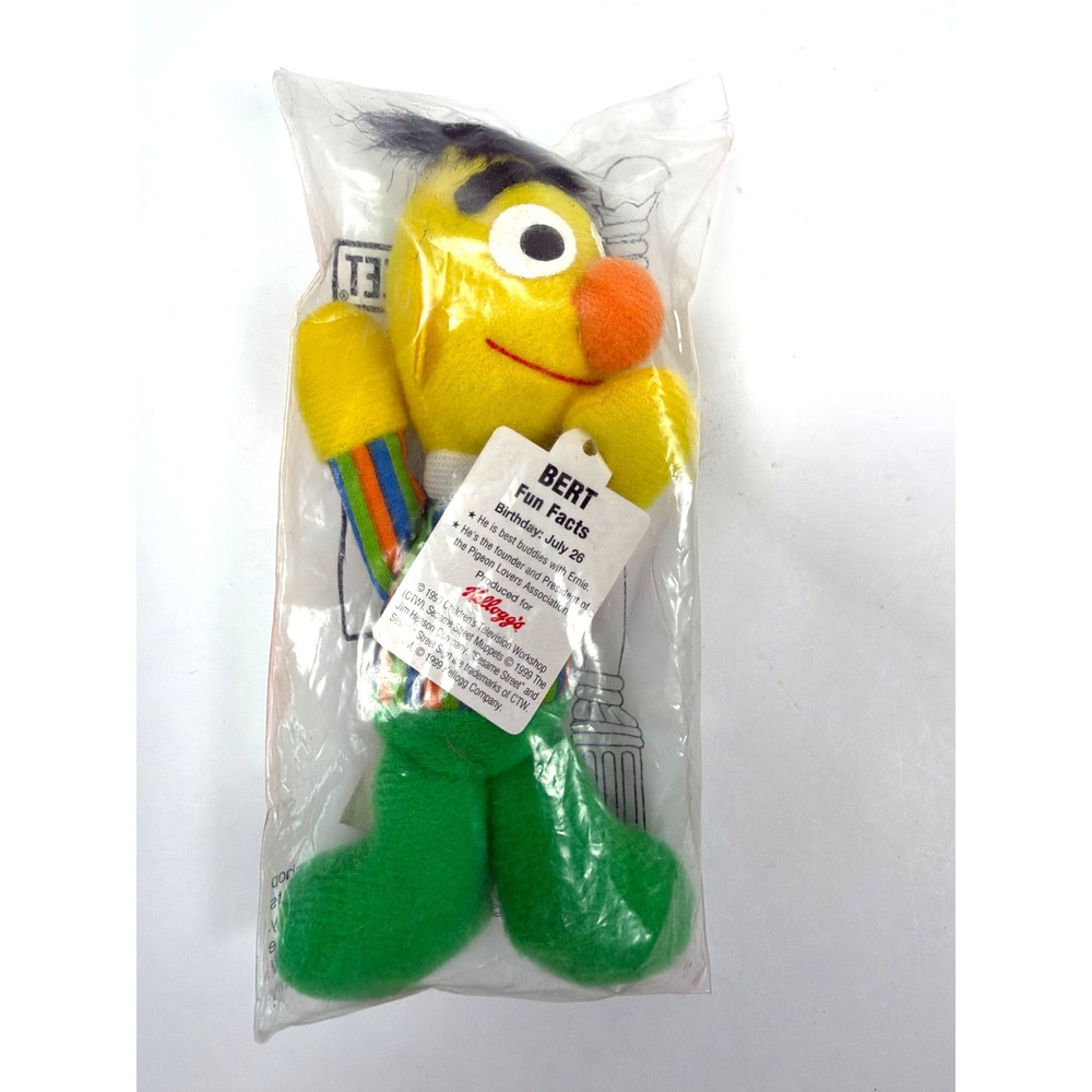 Vintage 1999 Sesame Street Mini Beans Bert – Kellogg's Sealed Beanbag Plush NWT